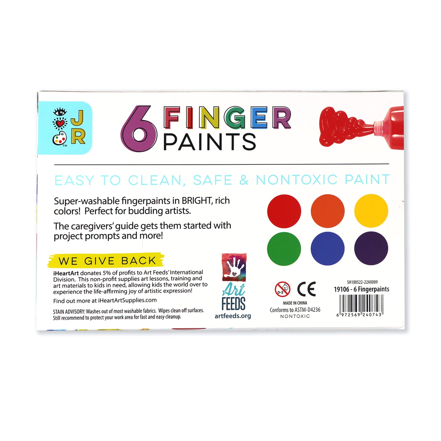 iHeartArt JR 6 Washable Fingerpaints