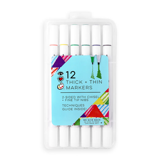 iHeart Art 12 Thick & Thin Markers, Chisel & Fine Tip