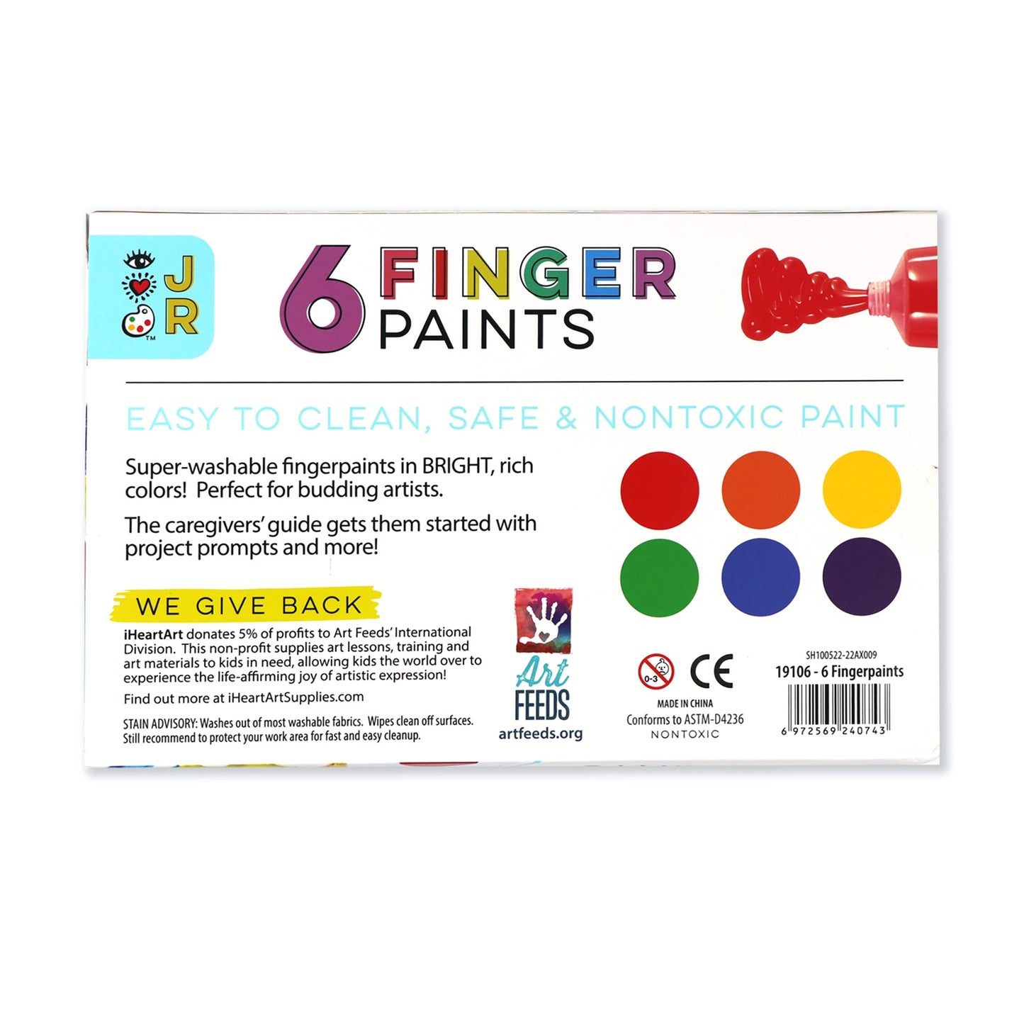iHeartArt JR 6 Washable Fingerpaints - Supply Closet