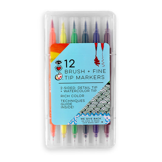 iHeart Art 12 Brush Tip & Fine Tip Markers - Supply Closet
