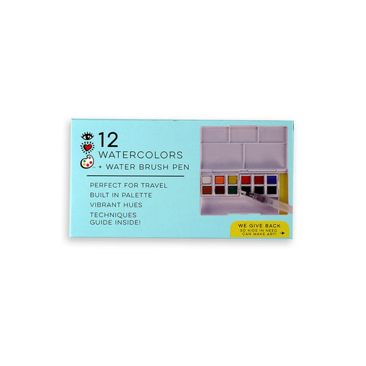 iHeart Art 12 Watercolors & Water Brush Pen - Supply Closet