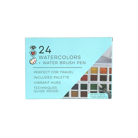 iHeart Art 24 Watercolors & Water Brush Pen - Supply Closet